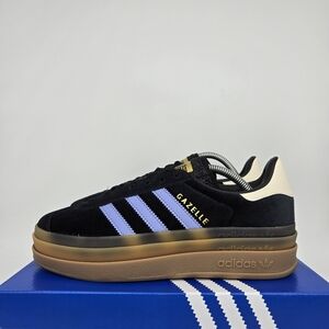 adidas Gazelle Bold JR5965 Black Velvet Blue Spark Shoes Women's Size 7.5 New
